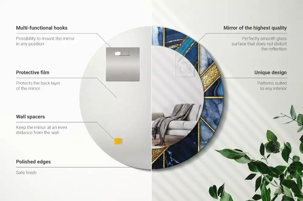 Kerek díszes tükör Modern márvány