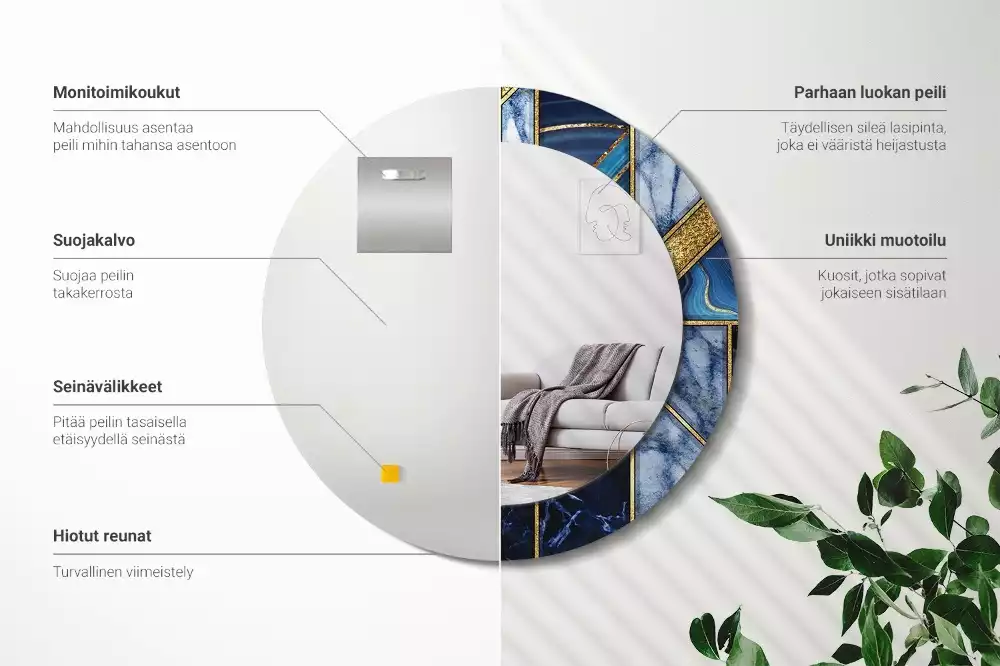 Kerek díszes tükör Modern márvány