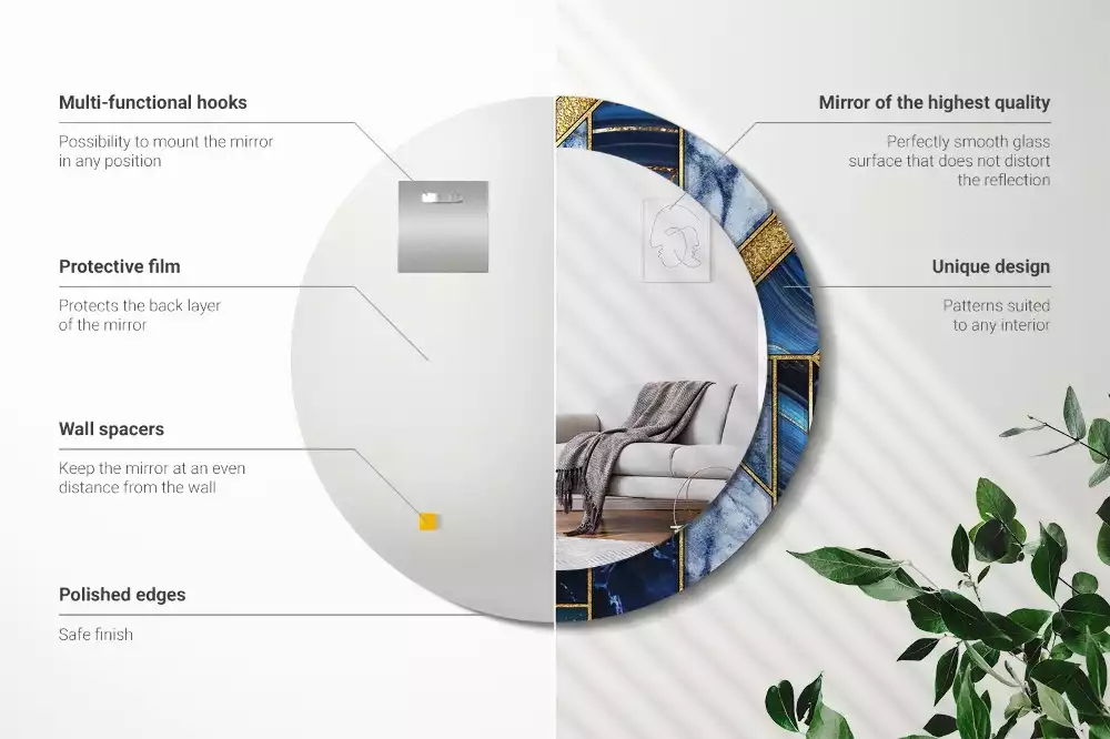 Kerek díszes tükör Modern márvány