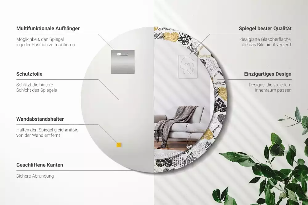 Kerek díszes tükör Hearts Doodle stílus