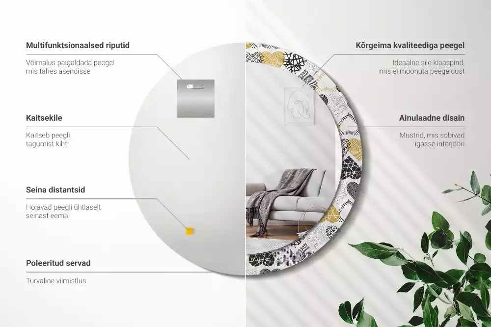 Kerek díszes tükör Hearts Doodle stílus