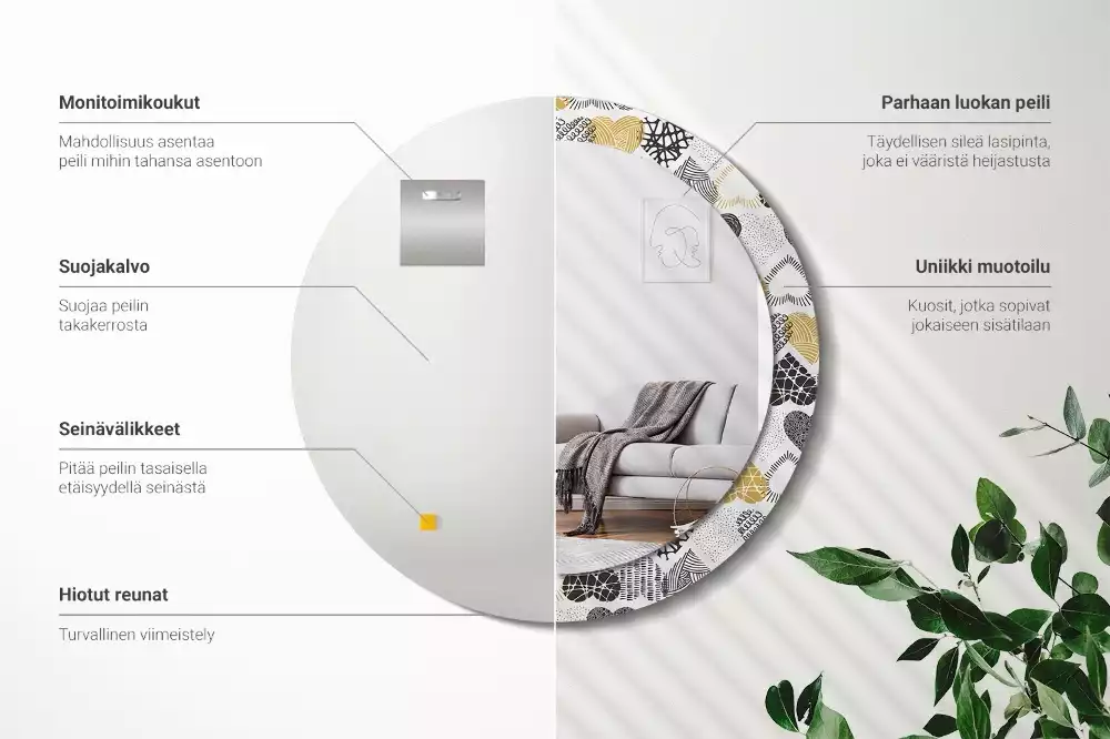 Kerek díszes tükör Hearts Doodle stílus