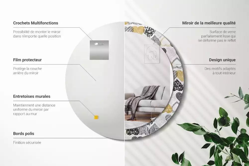 Kerek díszes tükör Hearts Doodle stílus