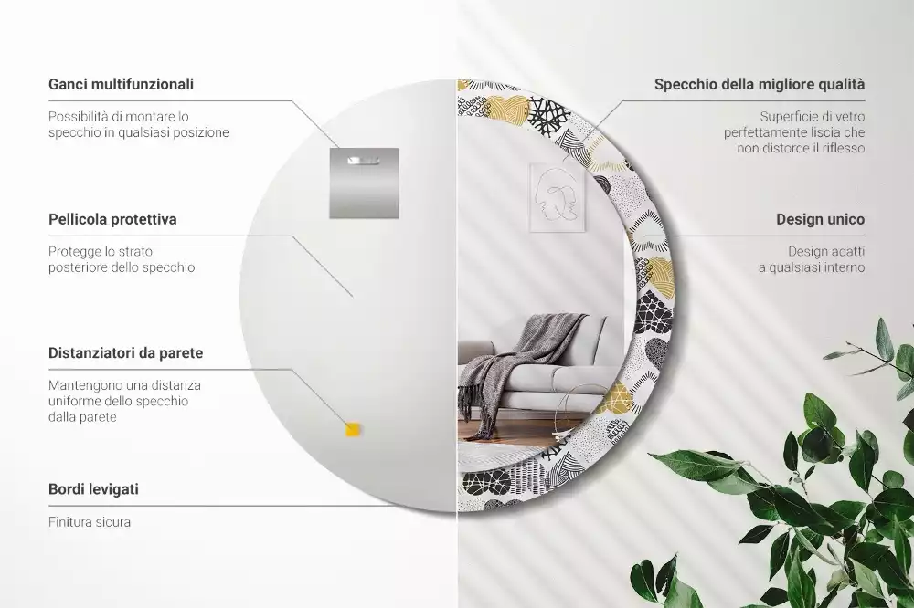 Kerek díszes tükör Hearts Doodle stílus