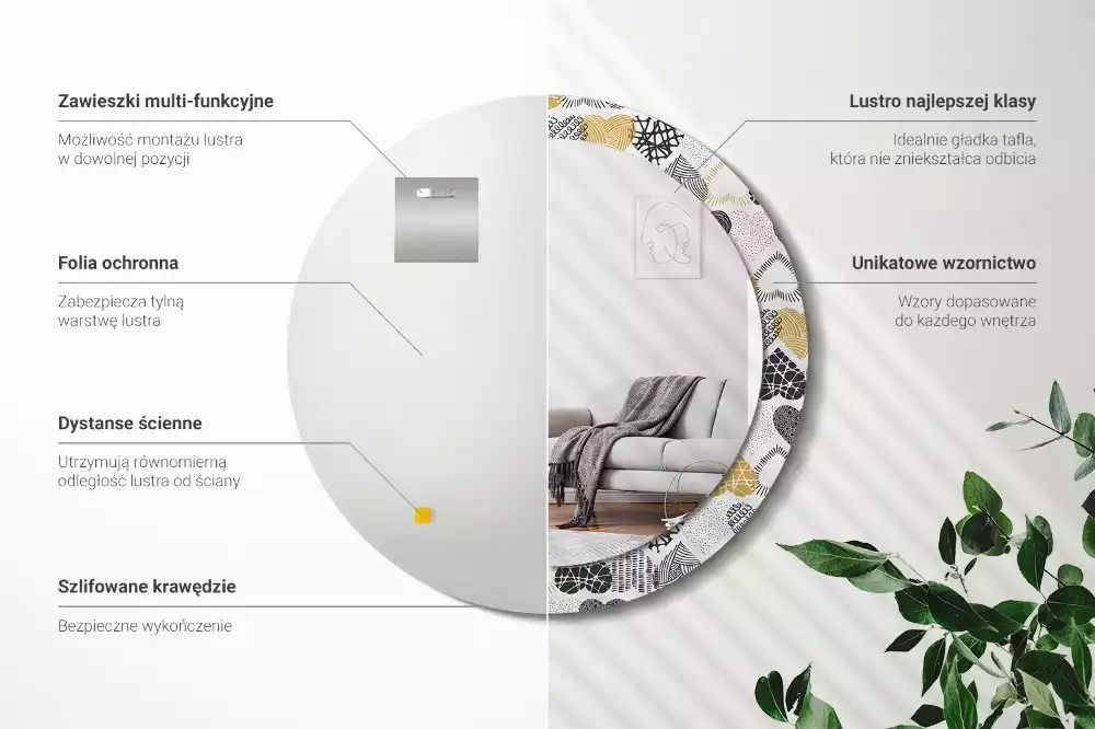 Kerek díszes tükör Hearts Doodle stílus