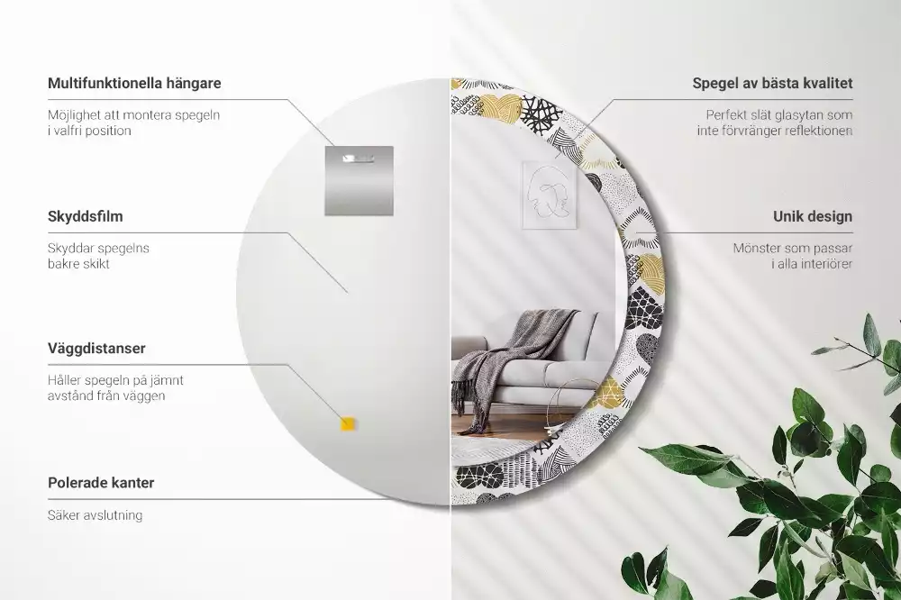 Kerek díszes tükör Hearts Doodle stílus