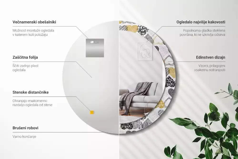 Kerek díszes tükör Hearts Doodle stílus