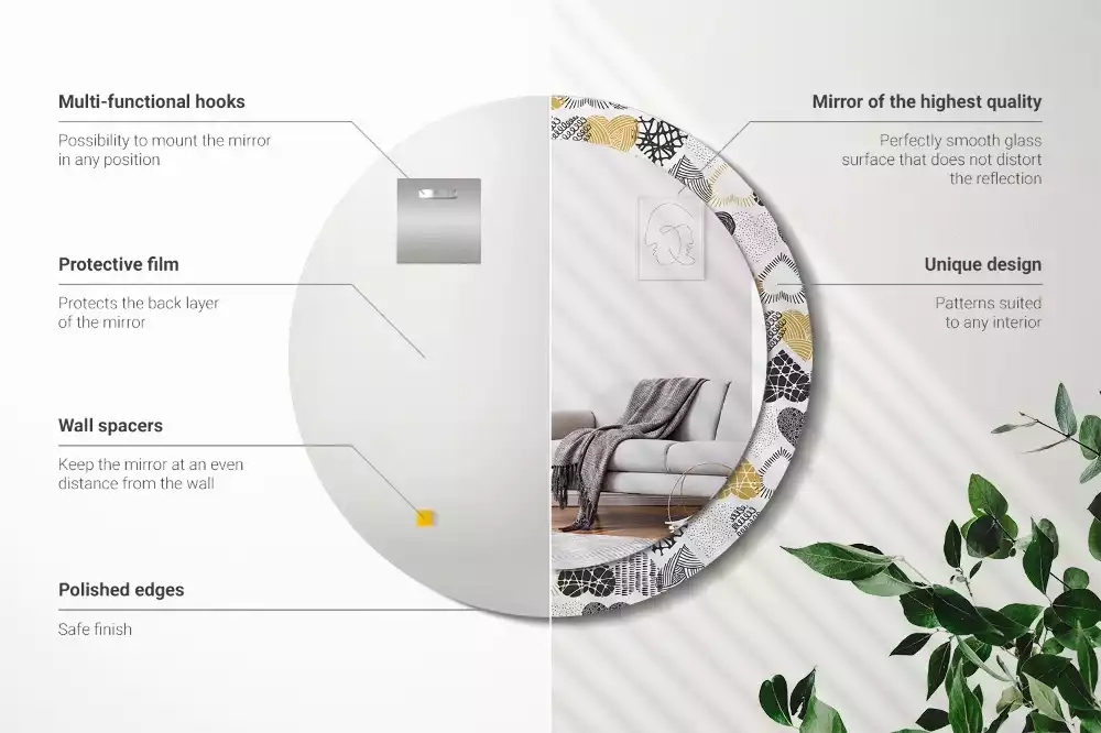 Kerek díszes tükör Hearts Doodle stílus