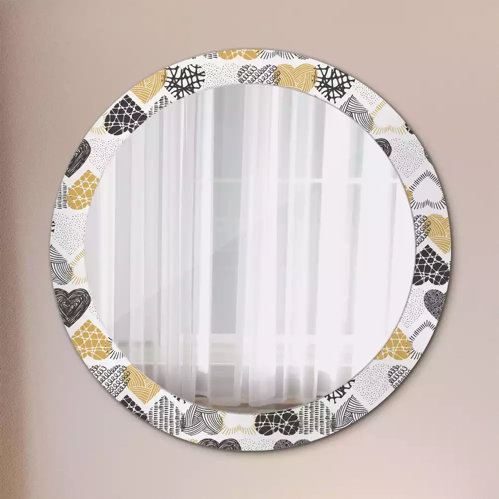 Kerek díszes tükör Hearts Doodle stílus
