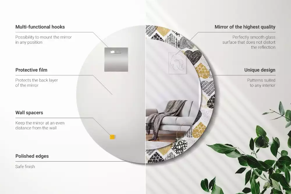 Kerek díszes tükör Hearts Doodle stílus