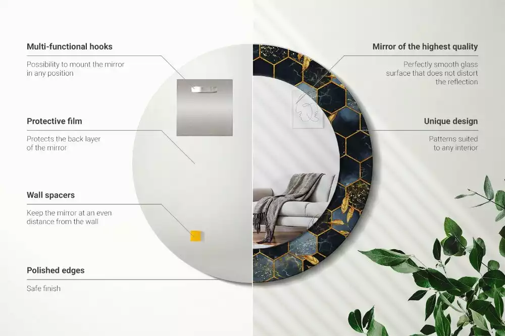 Kerek tükör fali dísz Márvány hatszög