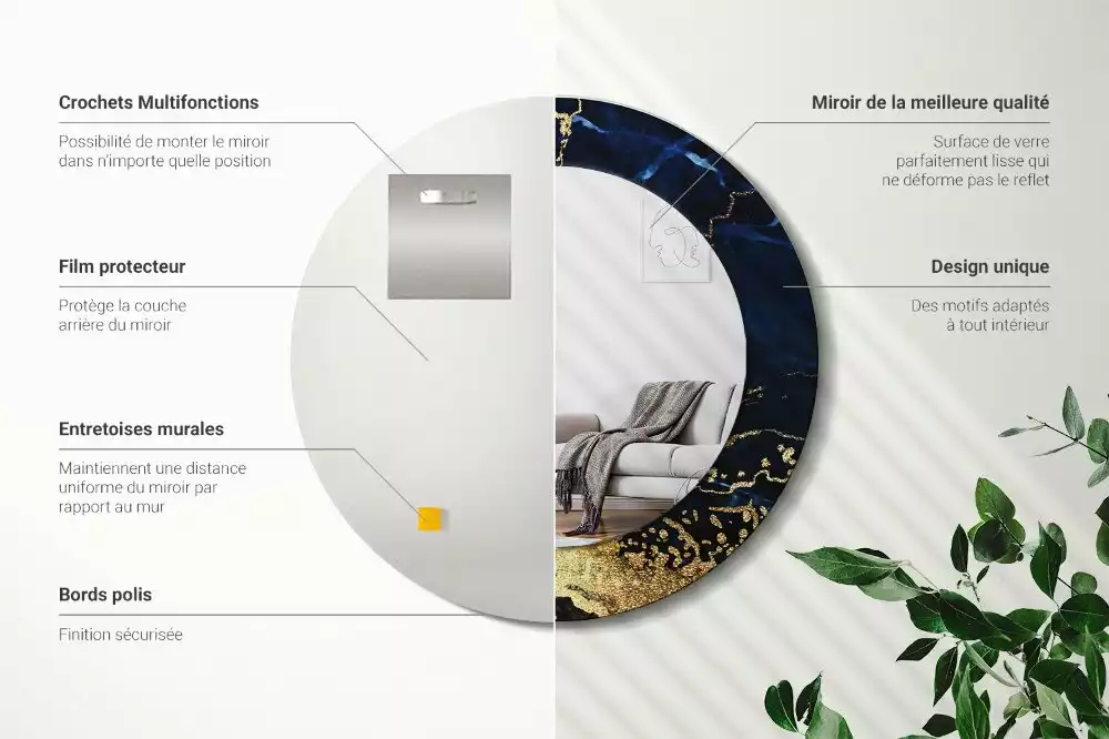 Kerek tükör fali dísz Kék márvány