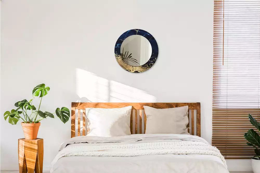 Kerek tükör fali dísz Kék márvány