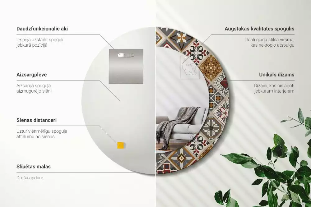 Kerek tükör fali dísz Török minta