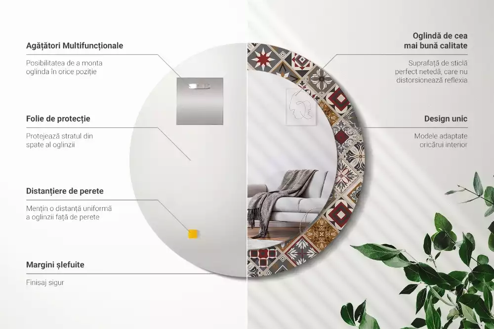 Kerek tükör fali dísz Török minta