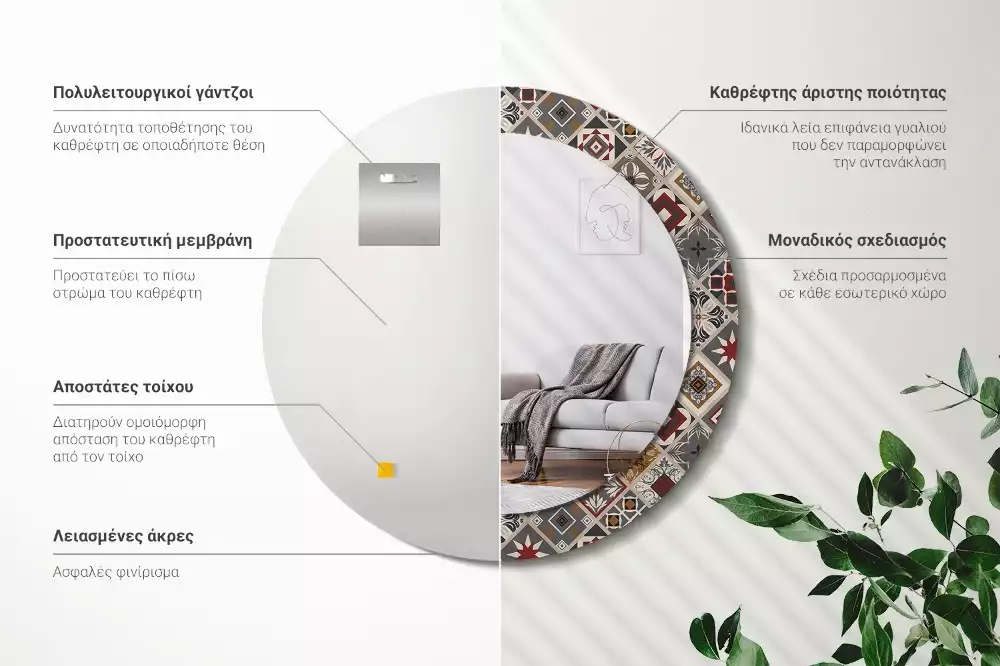 Kerek tükör fali dísz Török minta