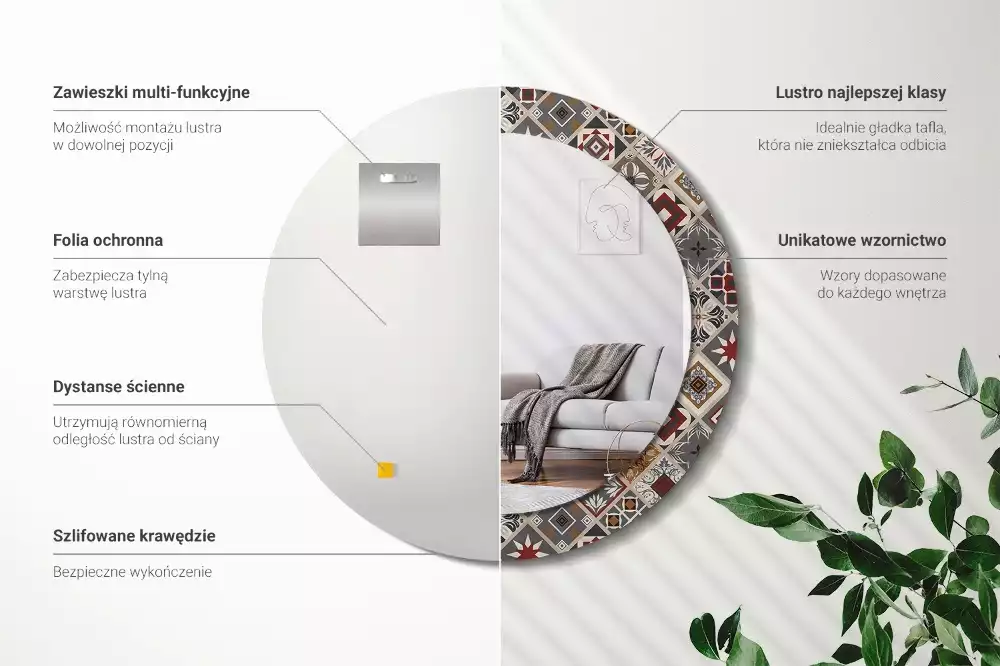 Kerek tükör fali dísz Török minta