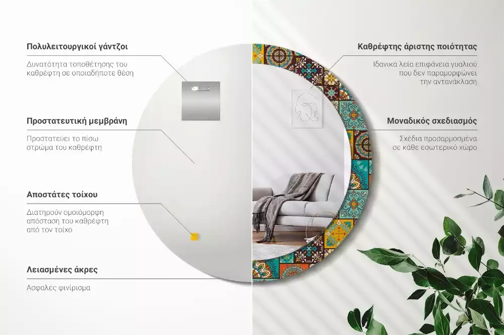 Kerek tükör fali dísz Arab minta