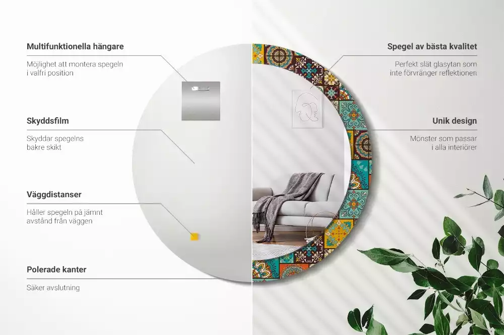 Kerek tükör fali dísz Arab minta