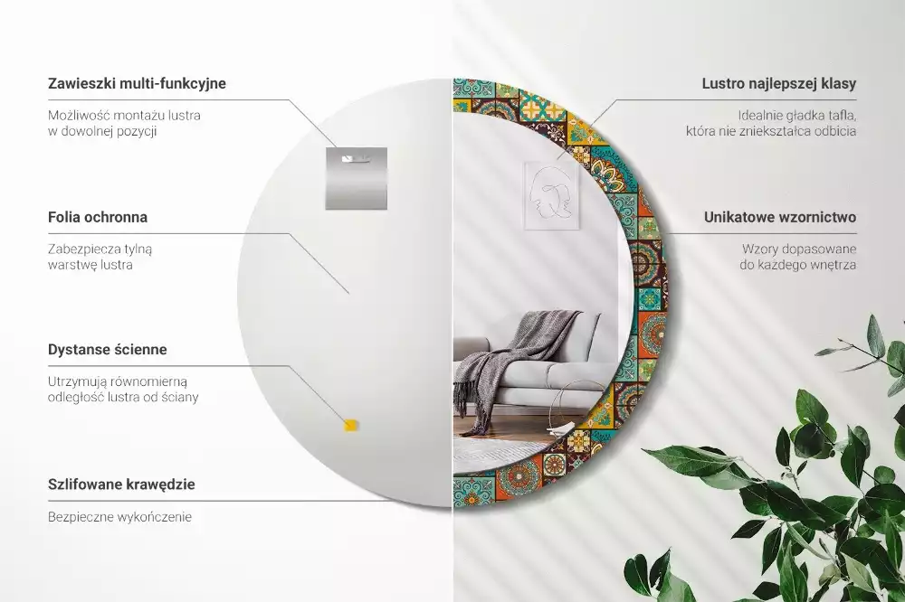 Kerek tükör fali dísz Arab minta