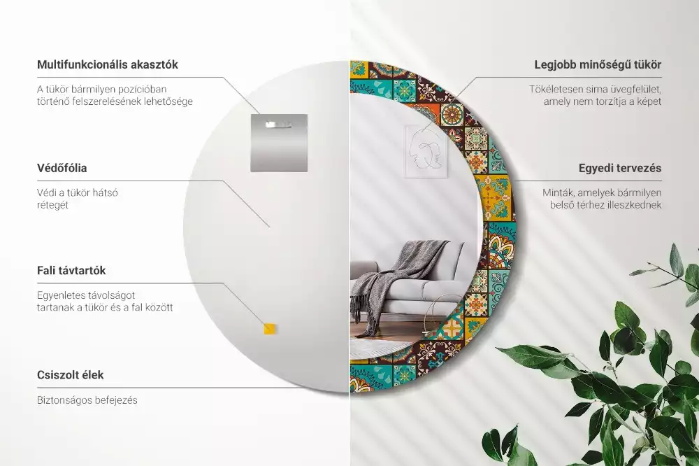 Kerek tükör fali dísz Arab minta