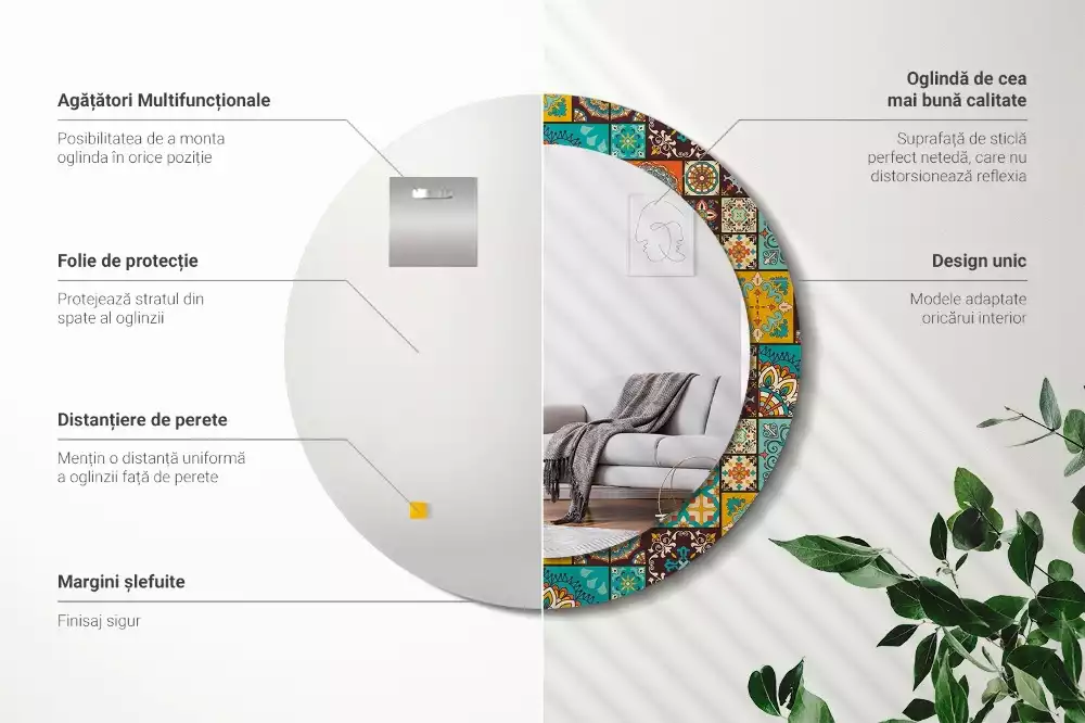 Kerek tükör fali dísz Arab minta