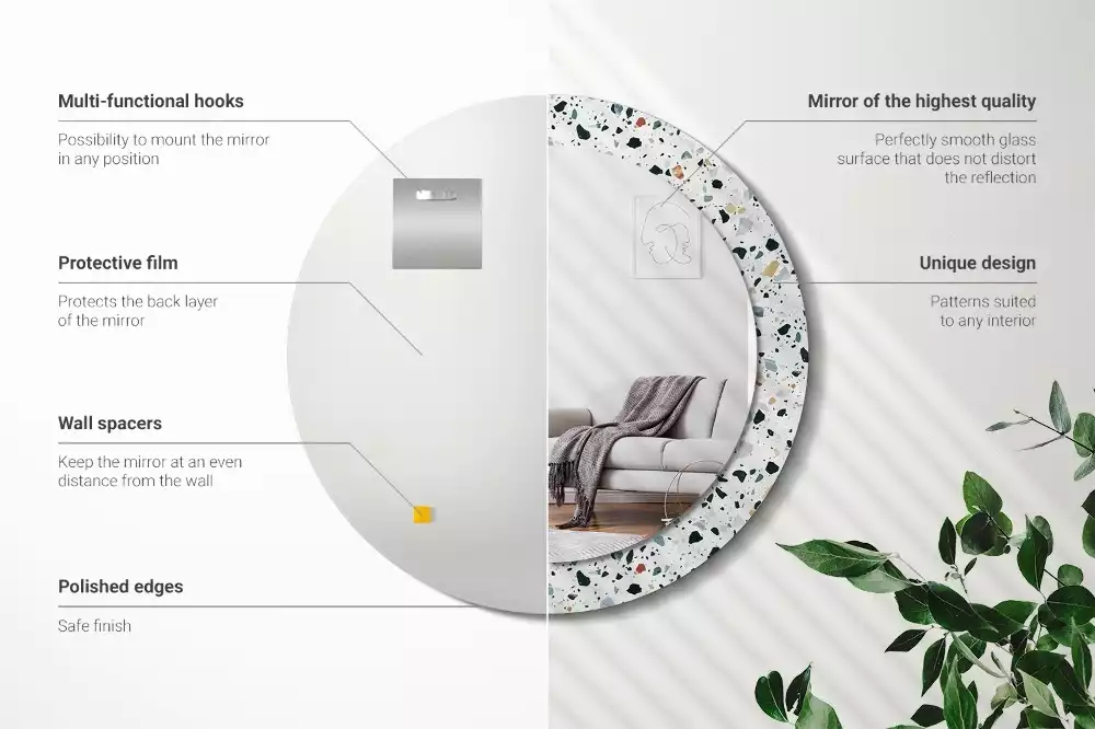 Kerek tükör fali dísz Természetes kő