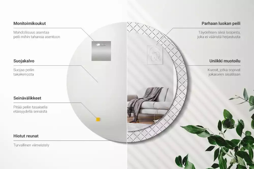 Kerek tükör fali dísz Keresztvonalak