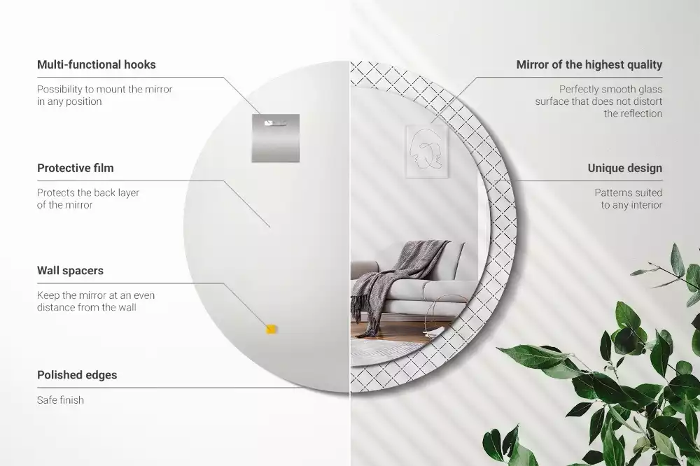 Kerek tükör fali dísz Keresztvonalak