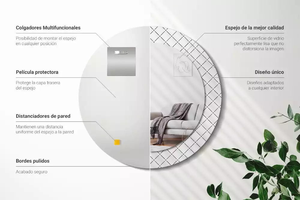 Kerek tükör fali dísz Keresztvonalak