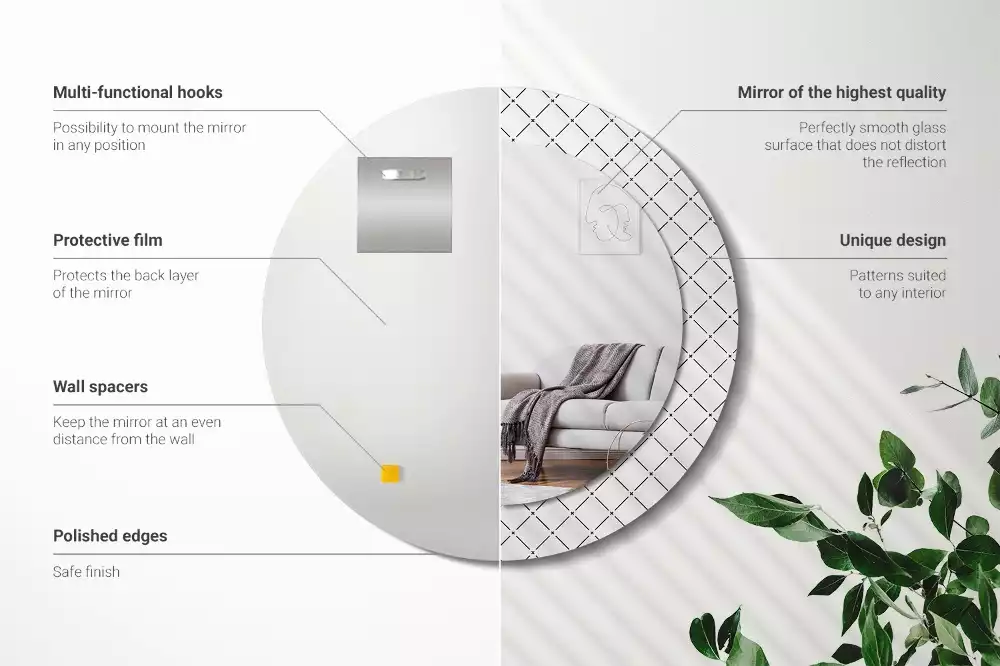 Kerek tükör fali dísz Keresztvonalak