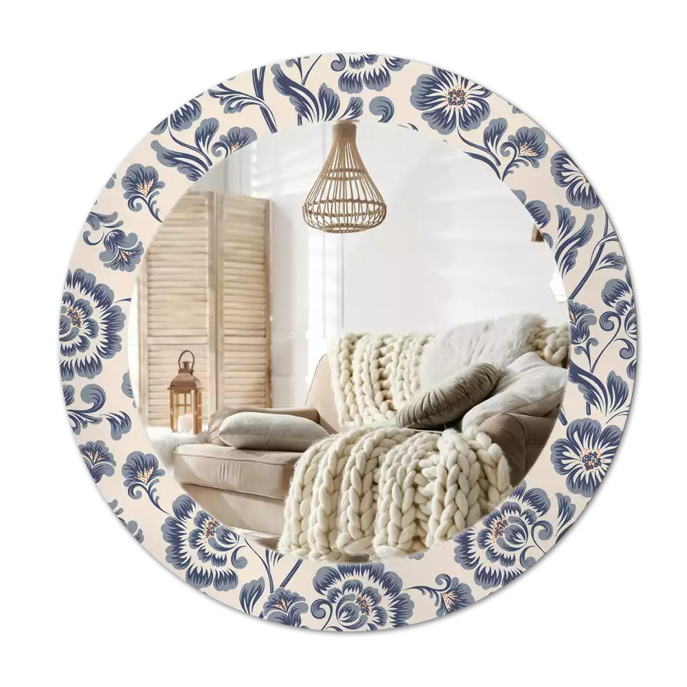 Kerek tükör fali dísz Virágmintás