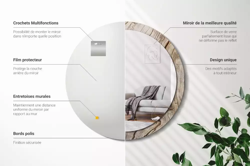 Kerek díszes tükör Repedt fa