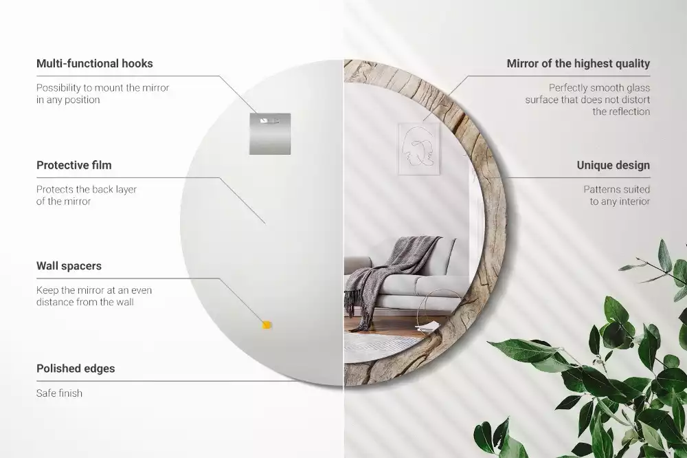 Kerek díszes tükör Repedt fa