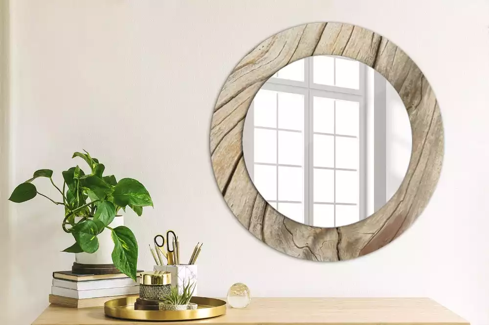 Kerek díszes tükör Repedt fa