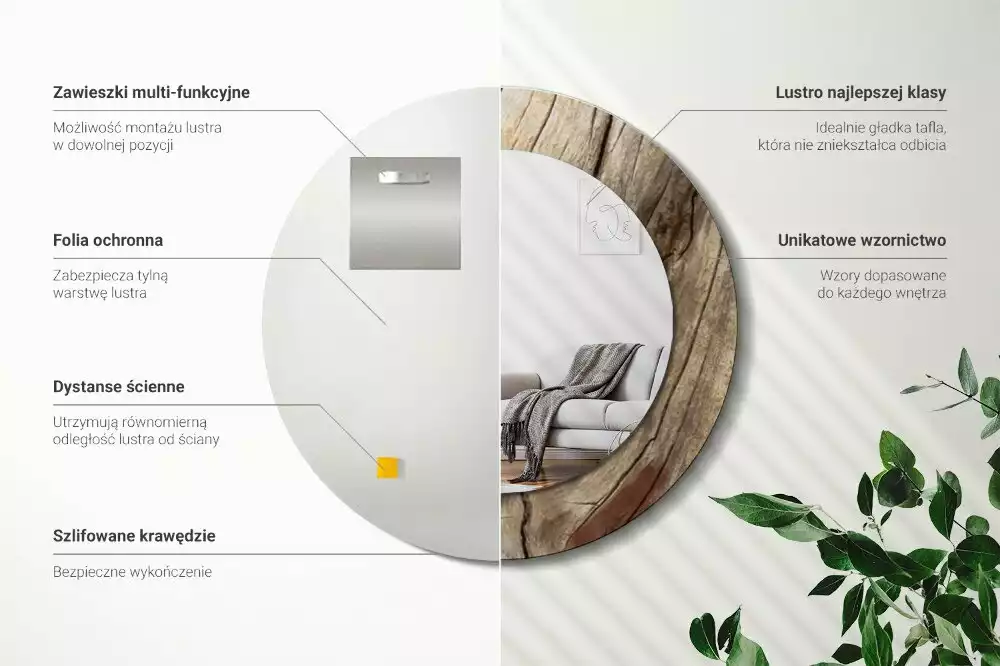 Kerek díszes tükör Repedt fa