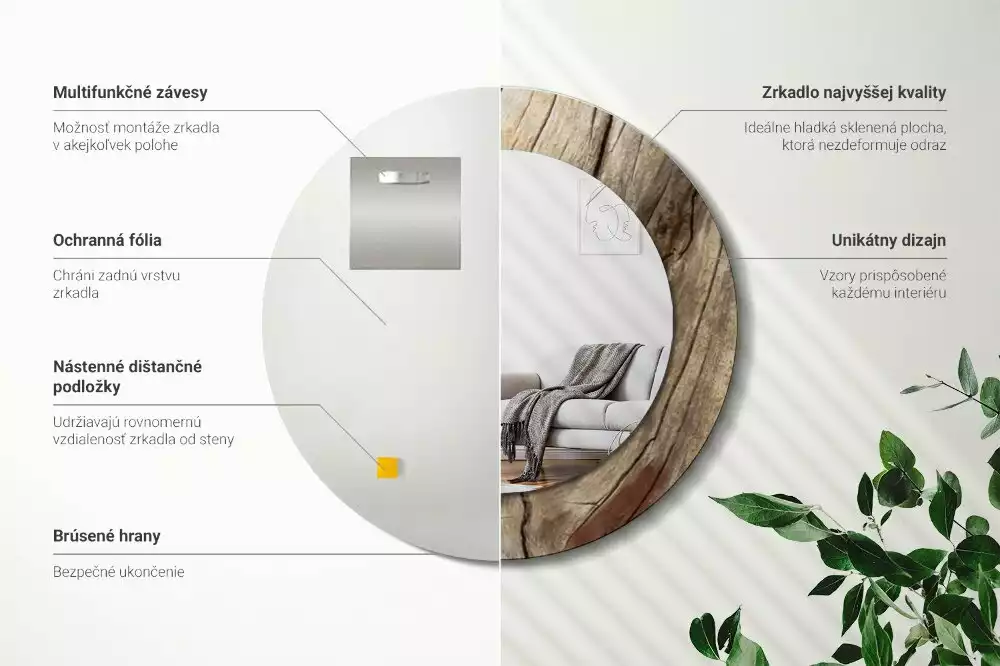 Kerek díszes tükör Repedt fa