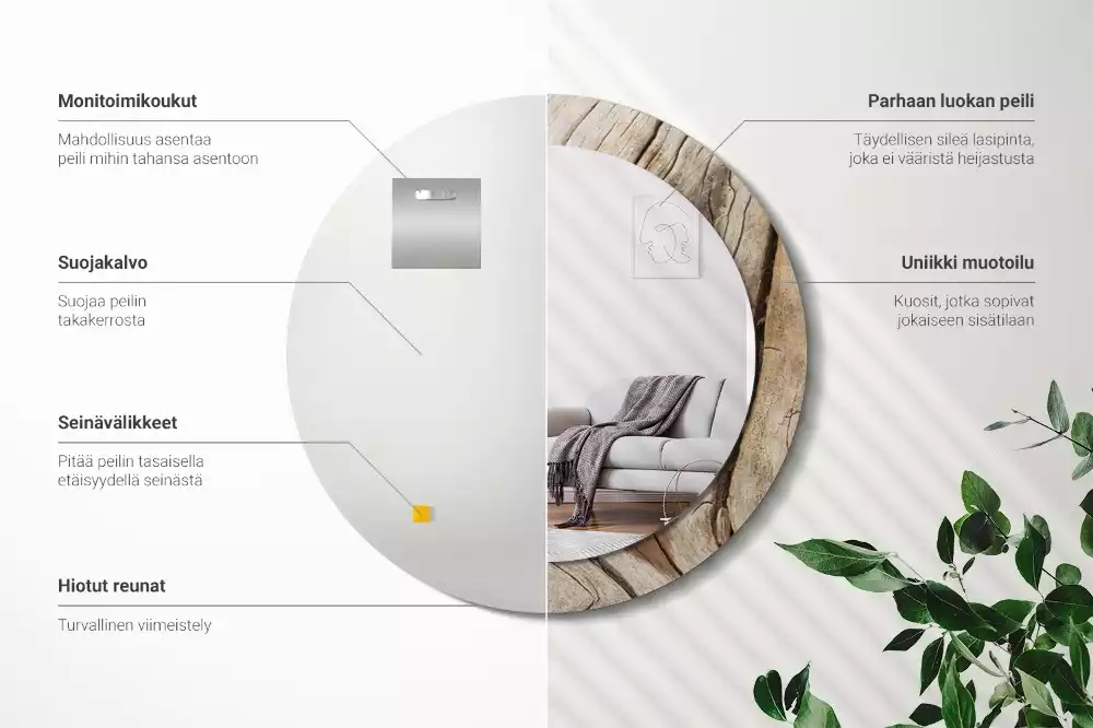 Kerek díszes tükör Repedt fa