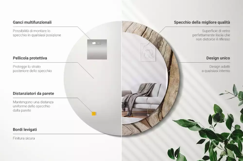 Kerek díszes tükör Repedt fa