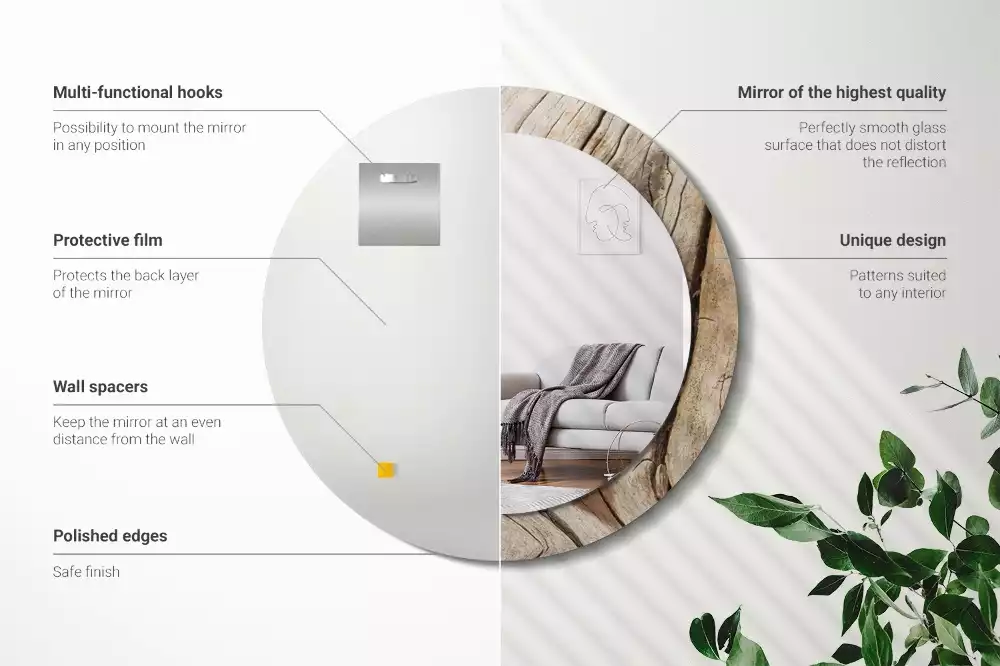 Kerek díszes tükör Repedt fa