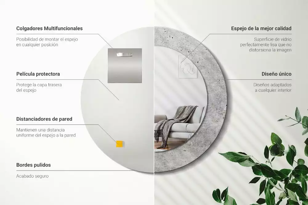 Kerek tükör fali dísz Szürke beton