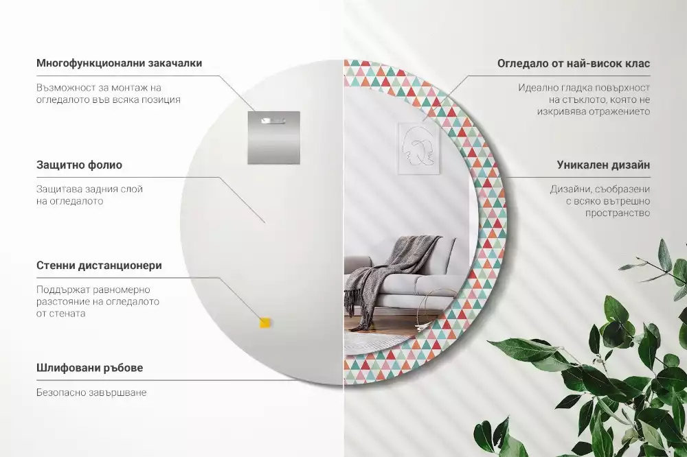 Kerek tükör fali dísz Geometriai minta