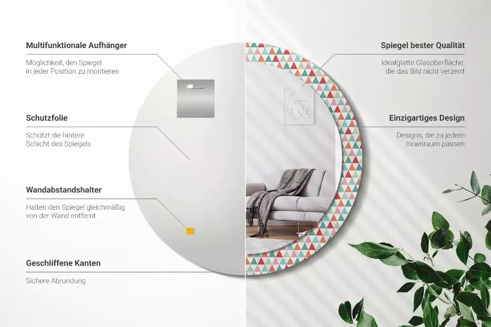 Kerek tükör fali dísz Geometriai minta