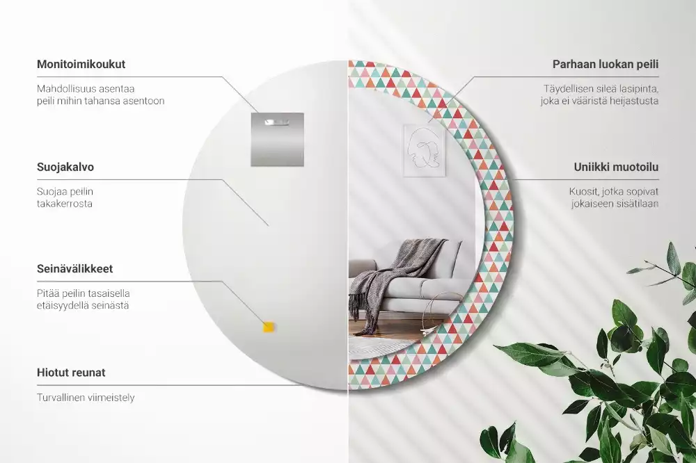 Kerek tükör fali dísz Geometriai minta