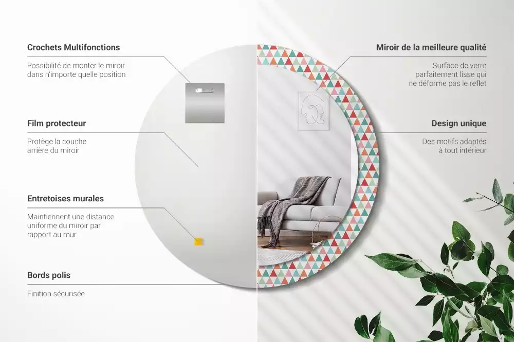 Kerek tükör fali dísz Geometriai minta