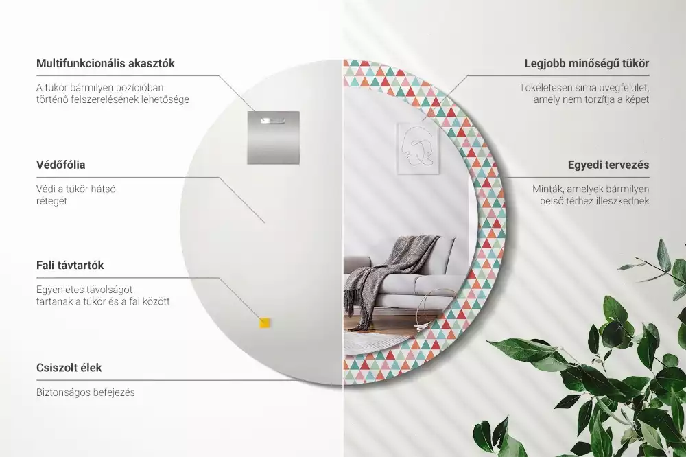 Kerek tükör fali dísz Geometriai minta