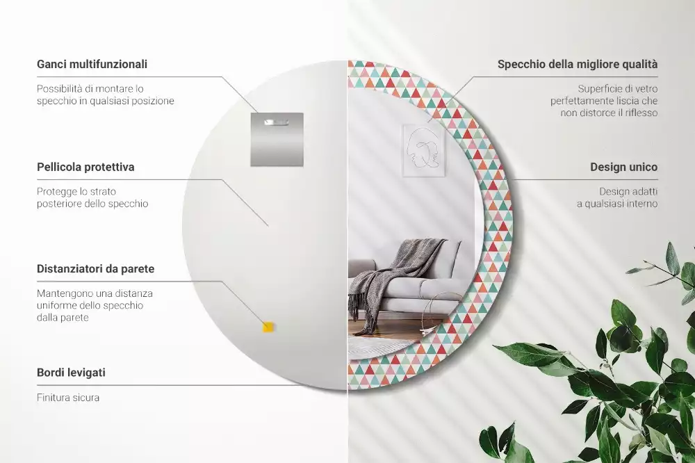 Kerek tükör fali dísz Geometriai minta