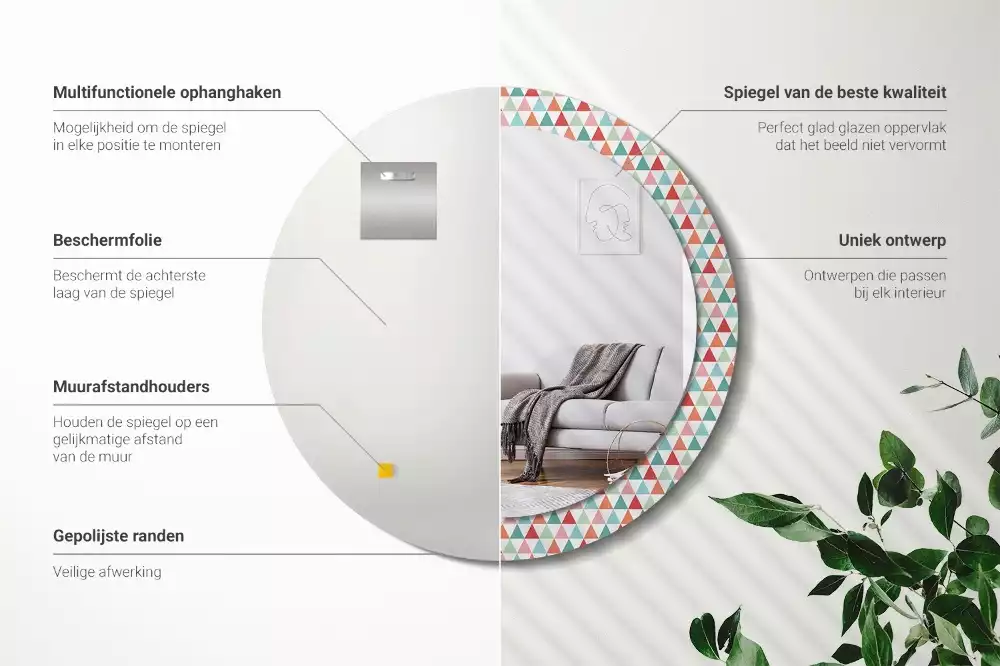 Kerek tükör fali dísz Geometriai minta