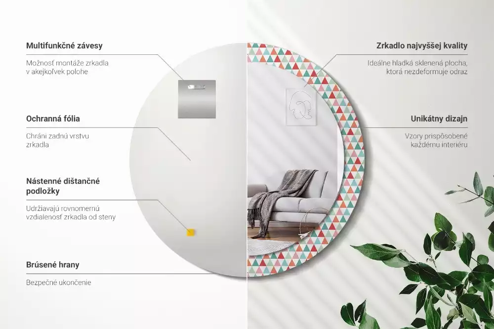 Kerek tükör fali dísz Geometriai minta