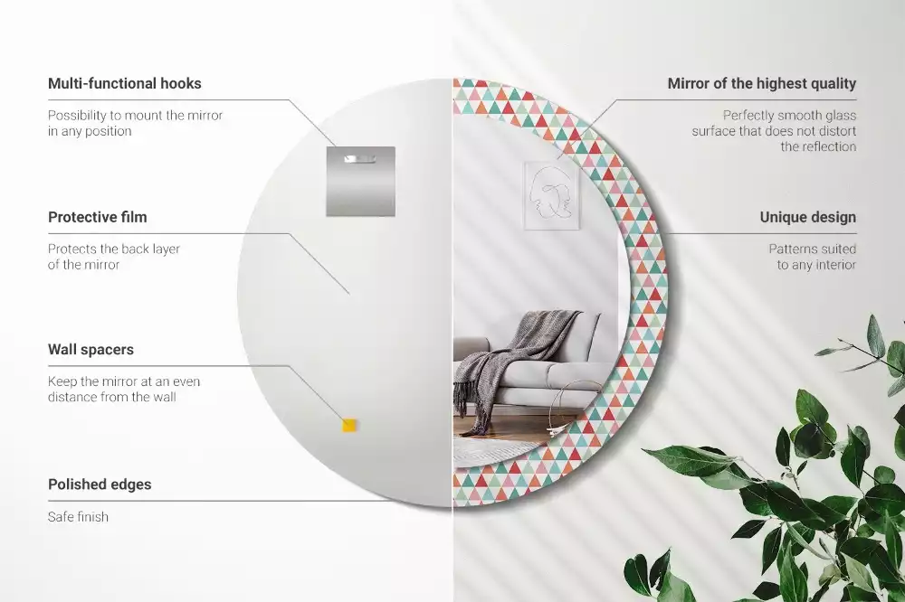 Kerek tükör fali dísz Geometriai minta